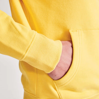Yellow custom hoodie pocket closeup