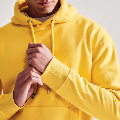 Yellow Hoodie neck closeup am001